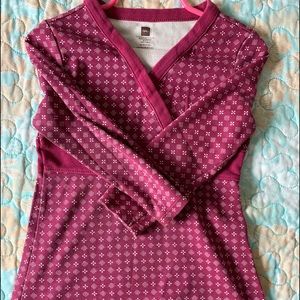 Long sleeved red pattern toddler dress